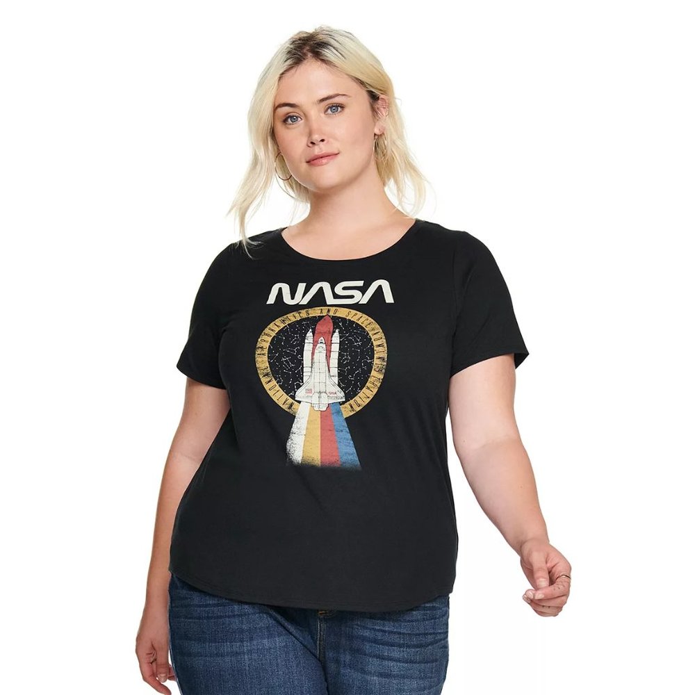 Plus Size NASA Shuttle Blast Graphic Tee